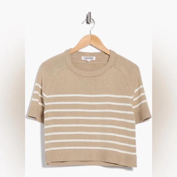 Vigoss Short Sleeve Nautical Stripe Sweater. Size L - Picture 3 of 13